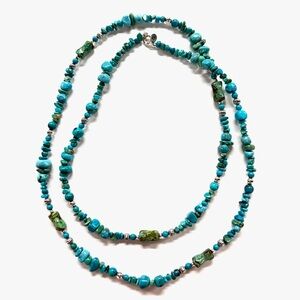 CAROLYN POLLACK Necklace Turquoise Sterling Silver 36" EXCELLENT CONDITION